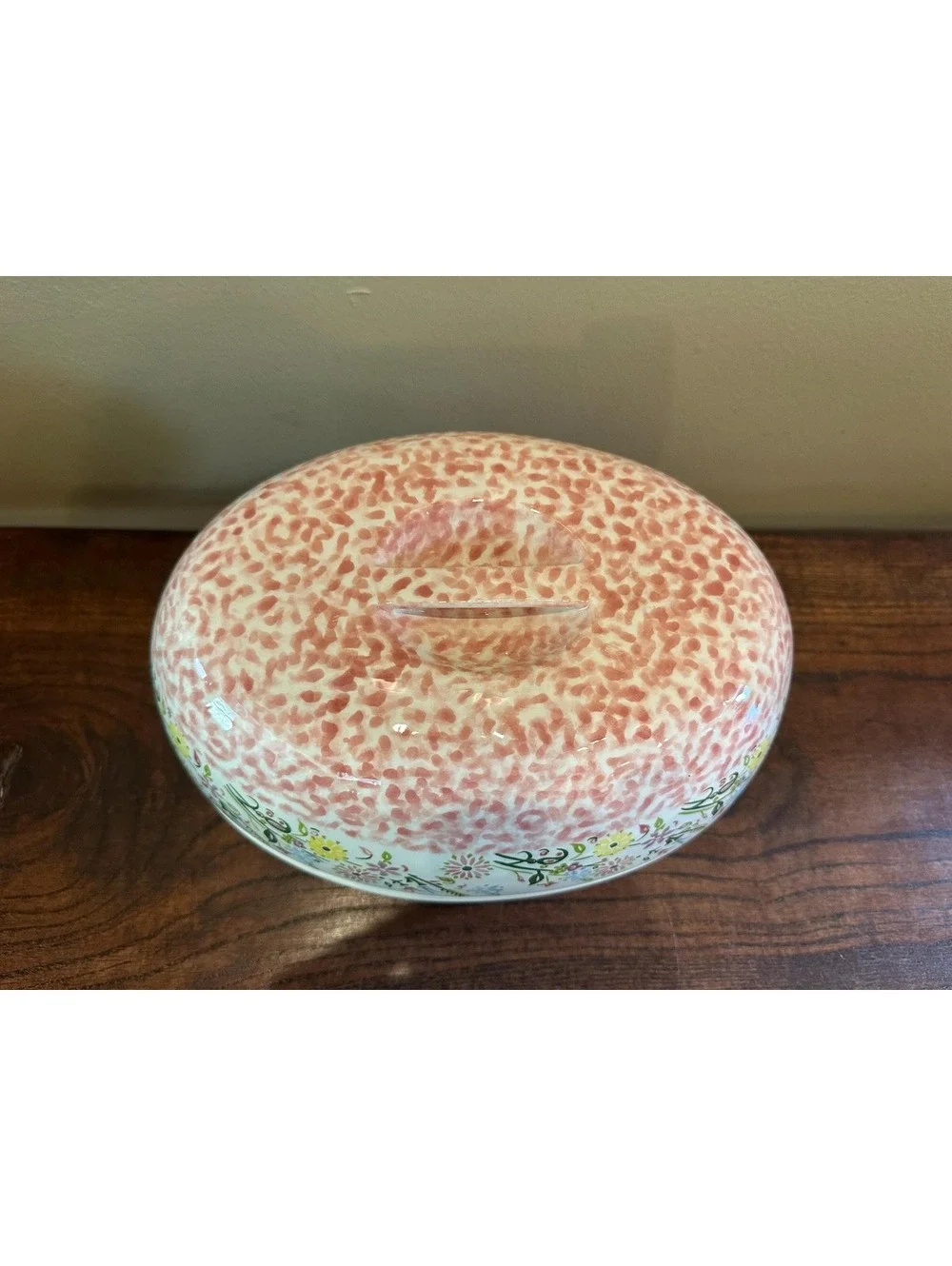 Temp-tations by Tara Pink Floral Sponge Painted Egg-Shaped Lidded Casserole Dish